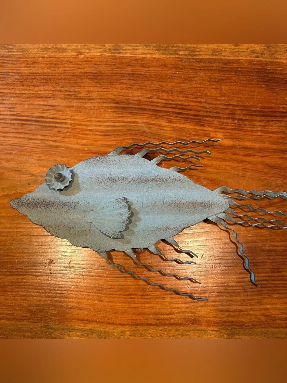 Decorative Metal Fish Wall Art - Blue and White